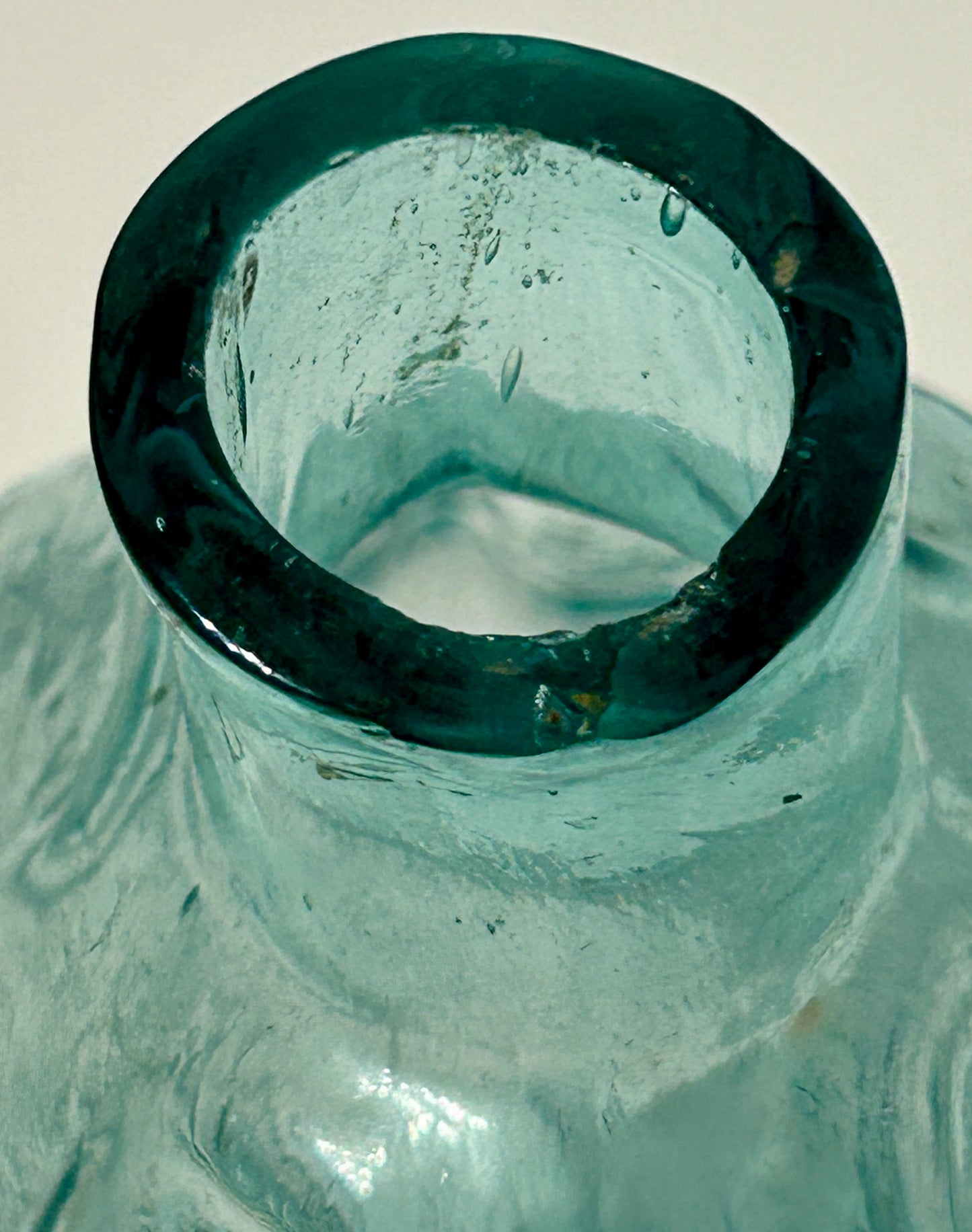 EARLY AMERICAN GLASS AQUA SCROLL  FLASK