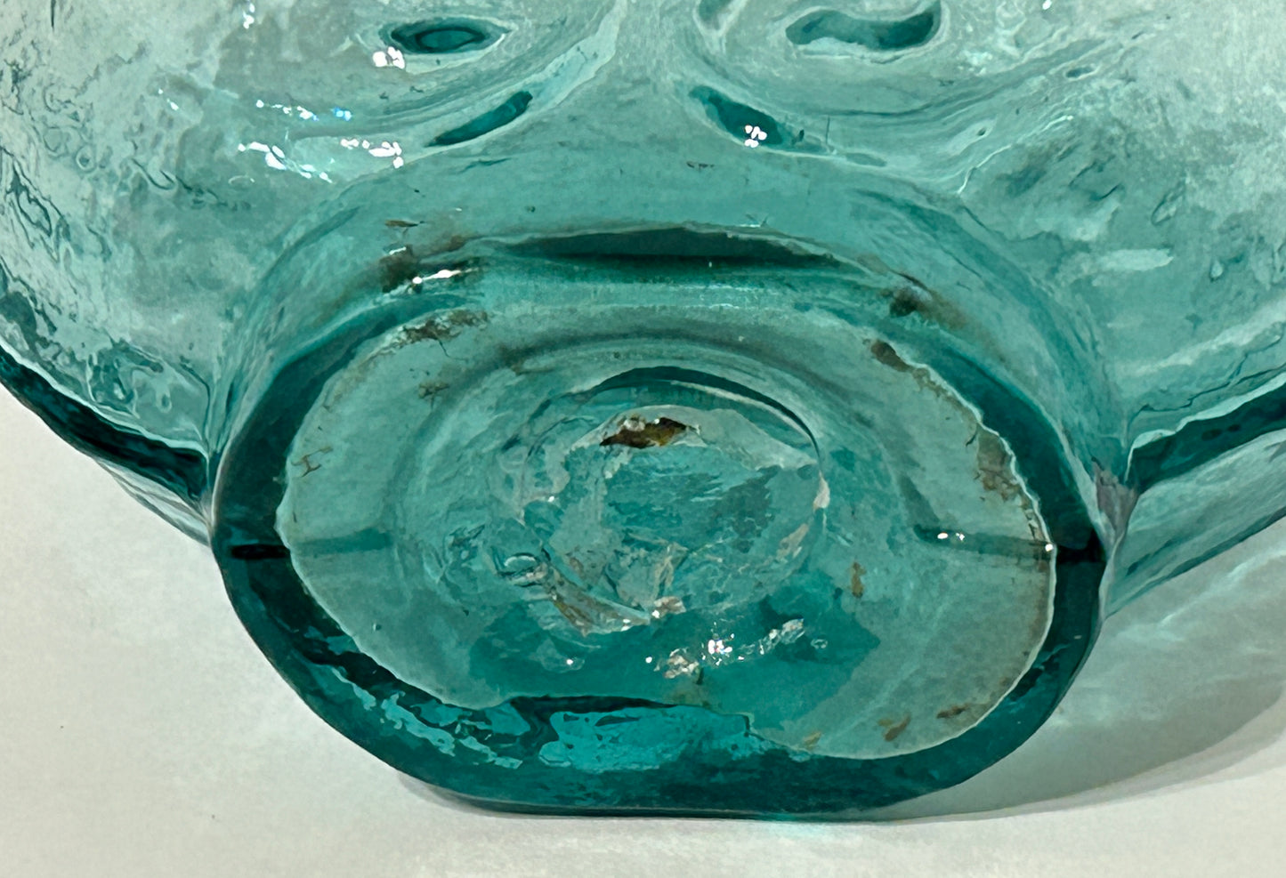 EARLY AMERICAN GLASS AQUA SCROLL  FLASK