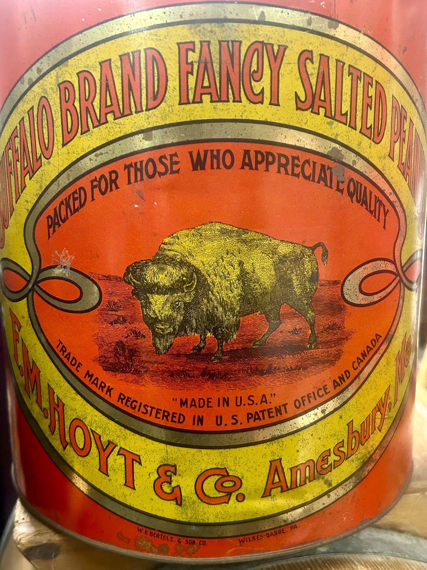 ADVERTISING ANTIQUE BUFFALO BRAND SALTED PEANUTS CAN