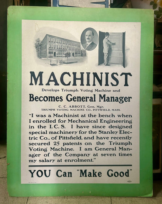 ANTIQUE ADVERTISING MACHINIST SIGN