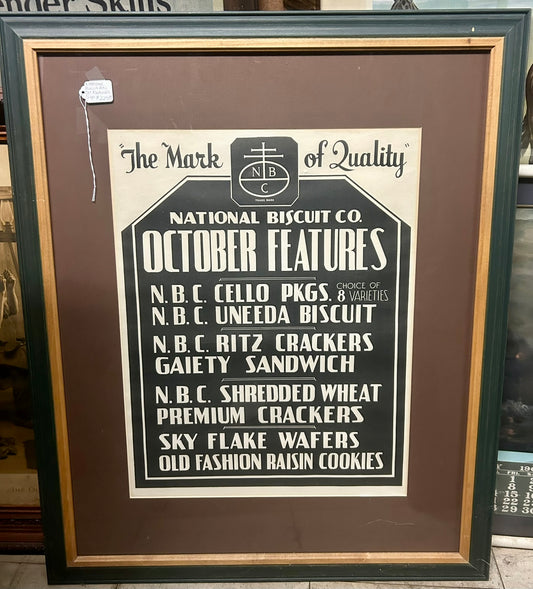 NATIONAL BISCUIT ANTIQUE PAPER ADVERTISING SIGN