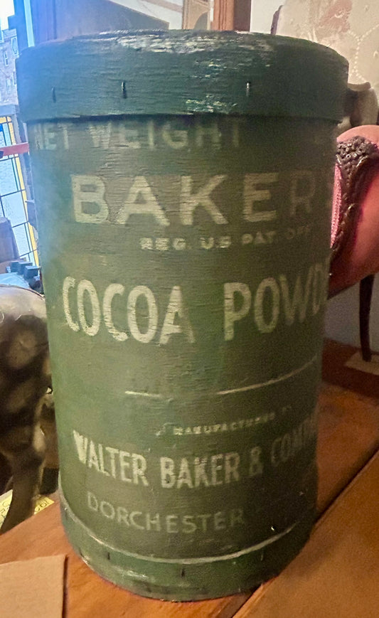 BAKERS COCOA ADVERTISING ANTIQUE WOODEN CONTAINER
