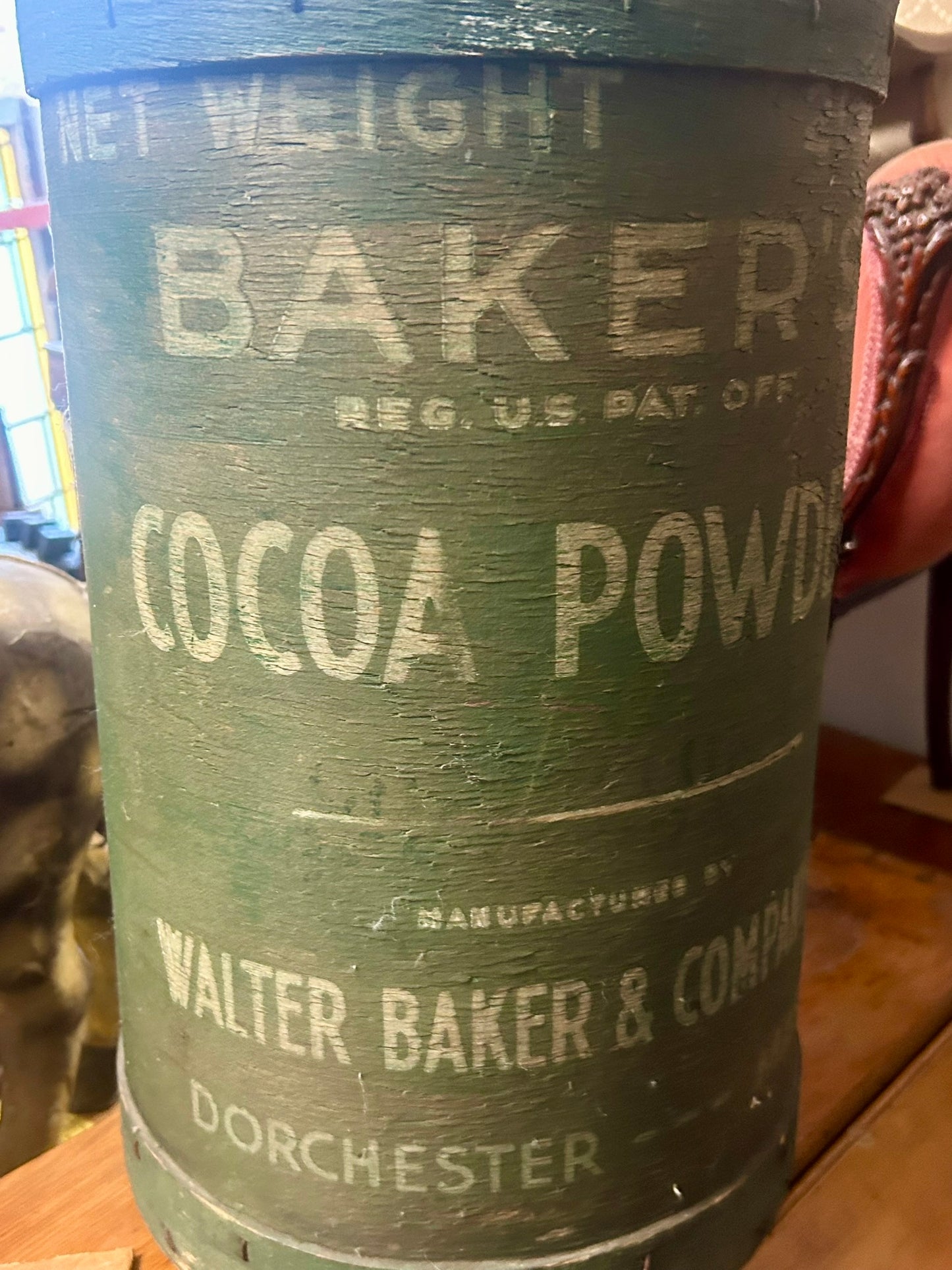 BAKERS COCOA ADVERTISING ANTIQUE WOODEN CONTAINER