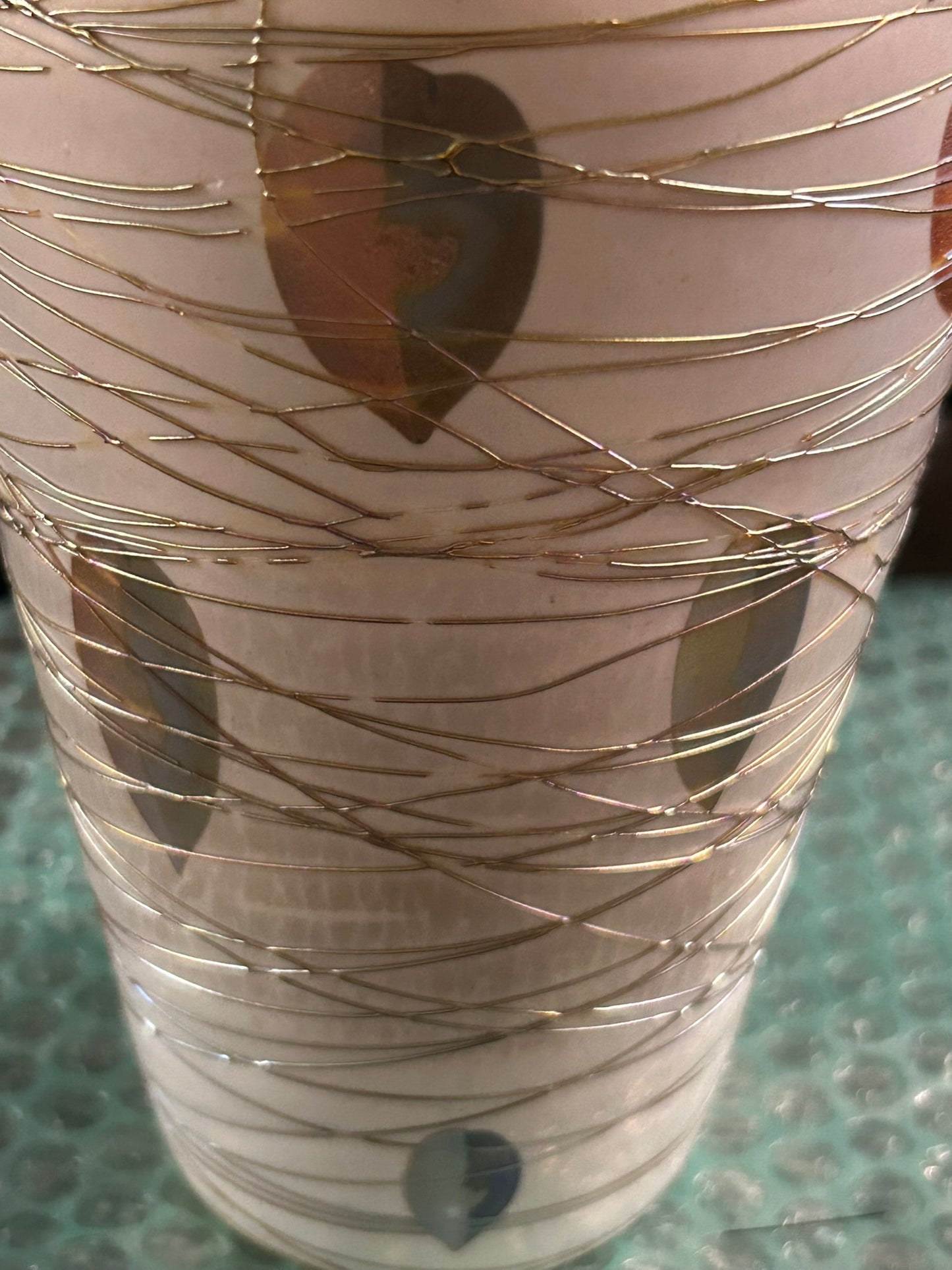 DURAND GLASS HEART AND VINE THREADED VASE
