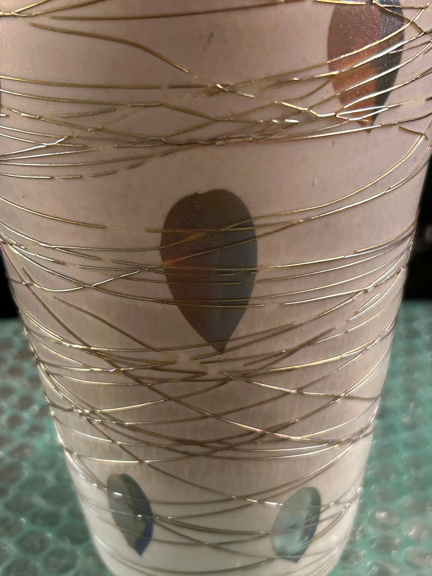 DURAND GLASS HEART AND VINE THREADED VASE