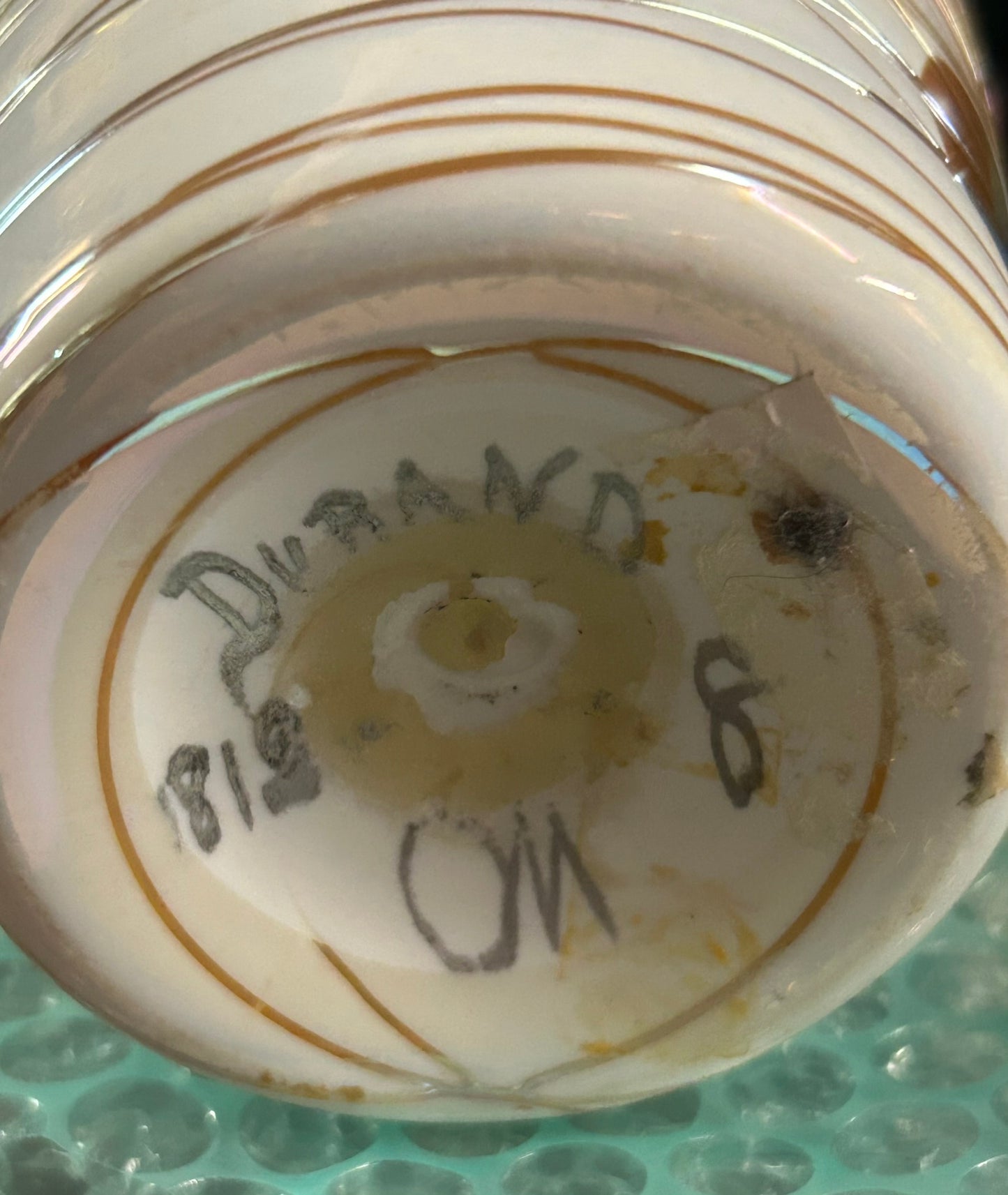 DURAND GLASS HEART AND VINE THREADED VASE