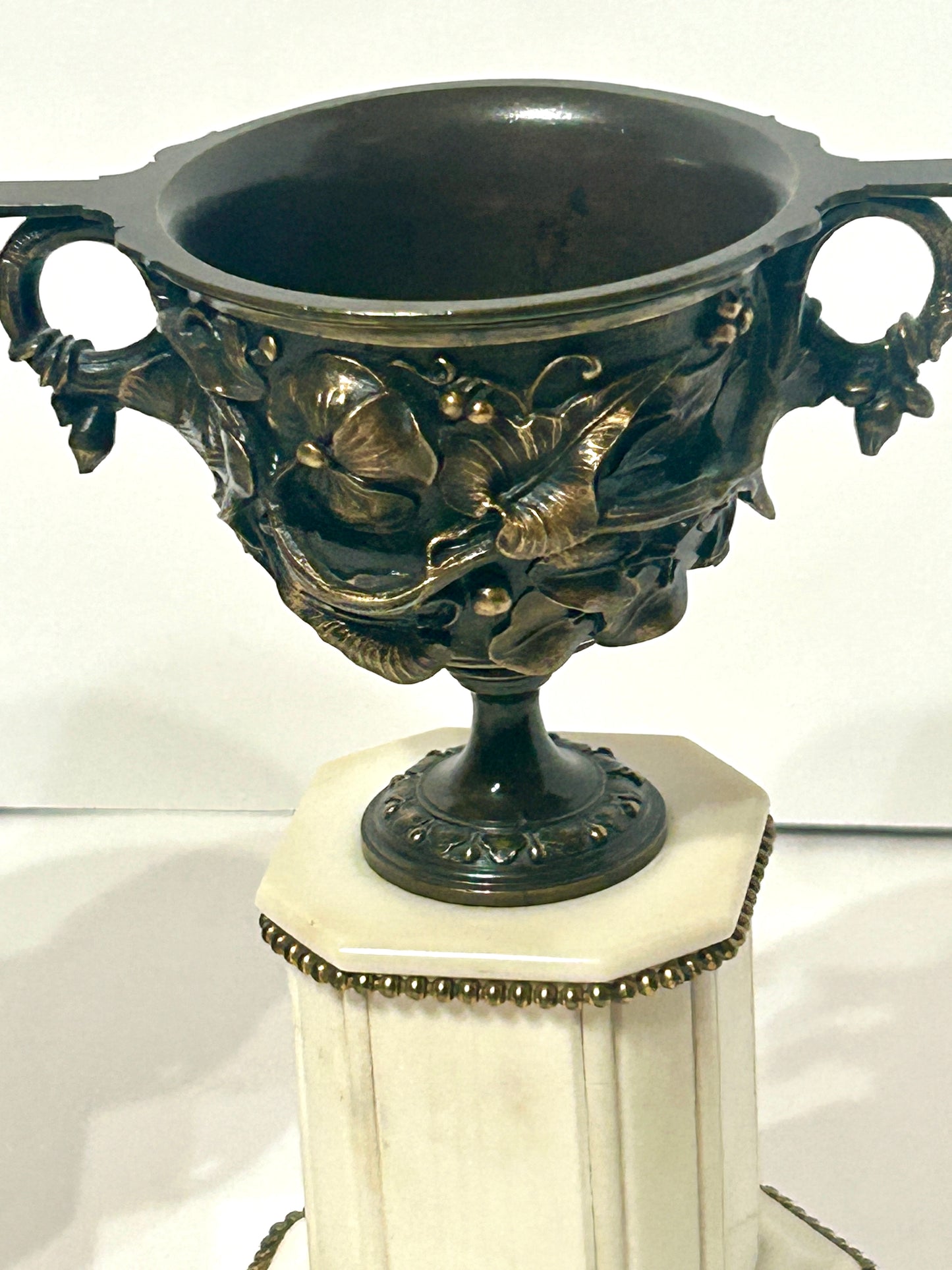 MARBLE AND BRONZE ANTIQUE URNS