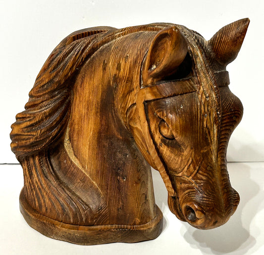 HORSE HEAD ANTIQUE WOODEN CARVING FOR HANGING