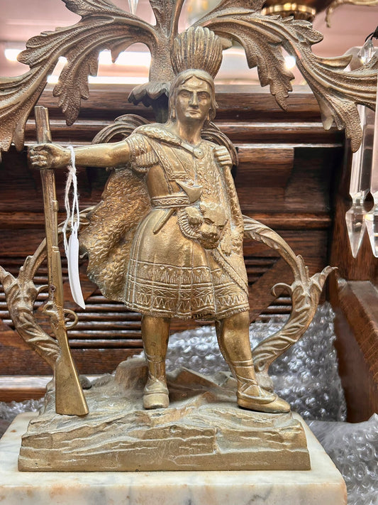 NATIVE AMERICAN DESIGN BRASS ANTIQUE CANDLE HOLDER