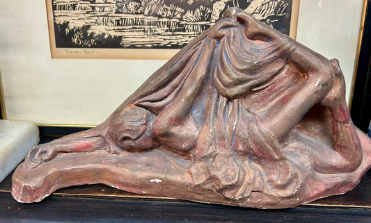 NEBRASKA ARTIST GLADYS LUX SCULPTURE OF DECO LAYING DOWN WOMAN