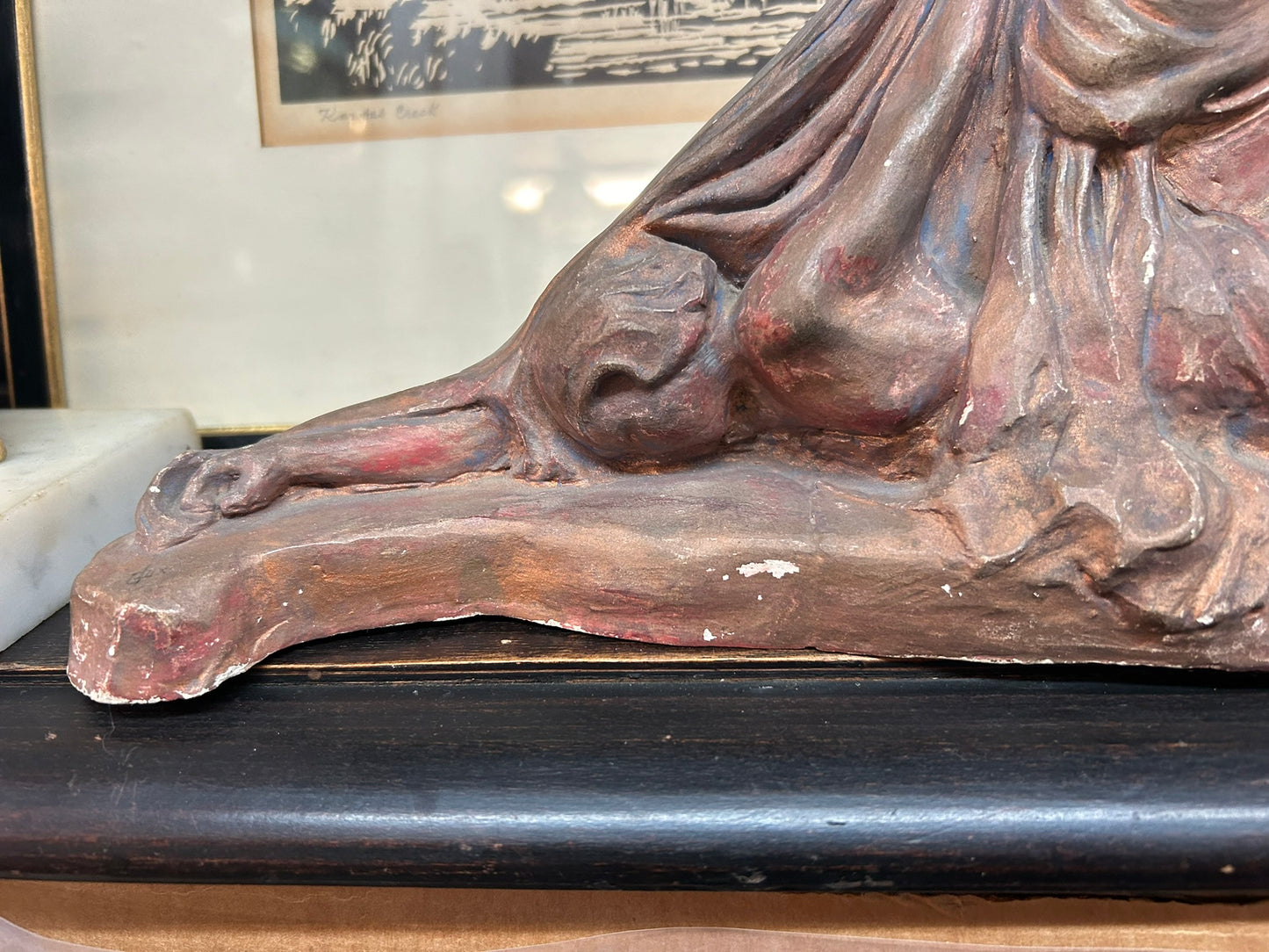 NEBRASKA ARTIST GLADYS LUX SCULPTURE OF DECO LAYING DOWN WOMAN