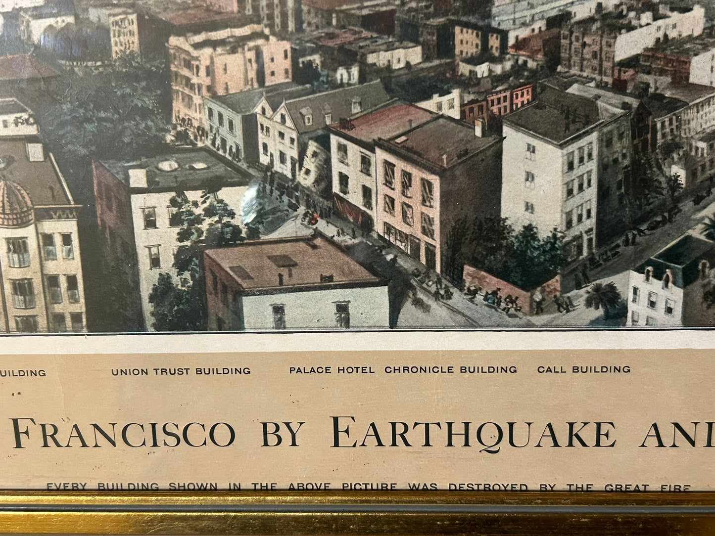 SAN FRANCISCO FIRE AND EARTHQUAKE 1906 RARE LARGE COLORED PRINT