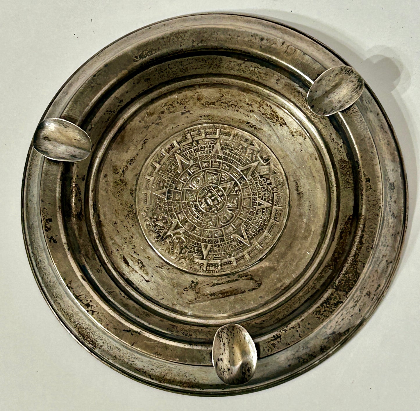 MEXICAN SILVER DECORATED ASHTRAY