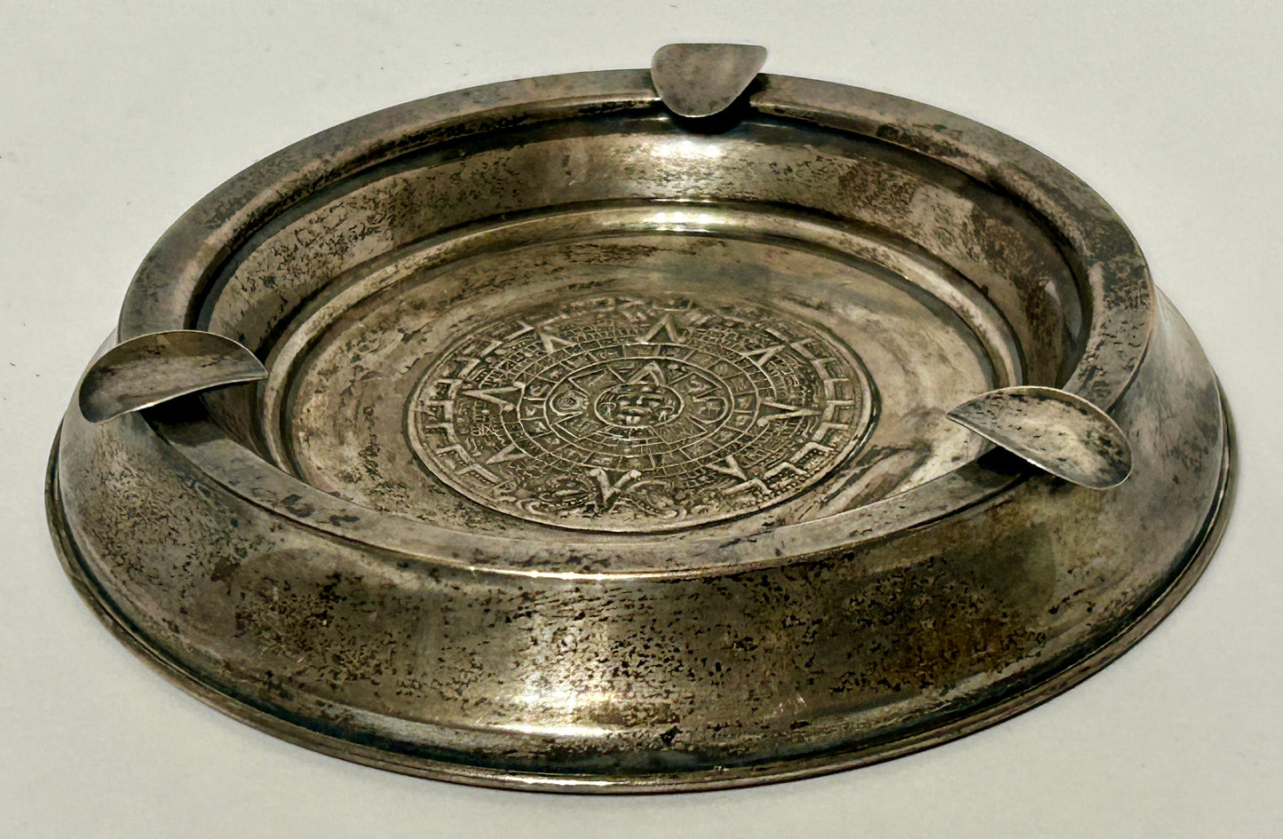 MEXICAN SILVER DECORATED ASHTRAY