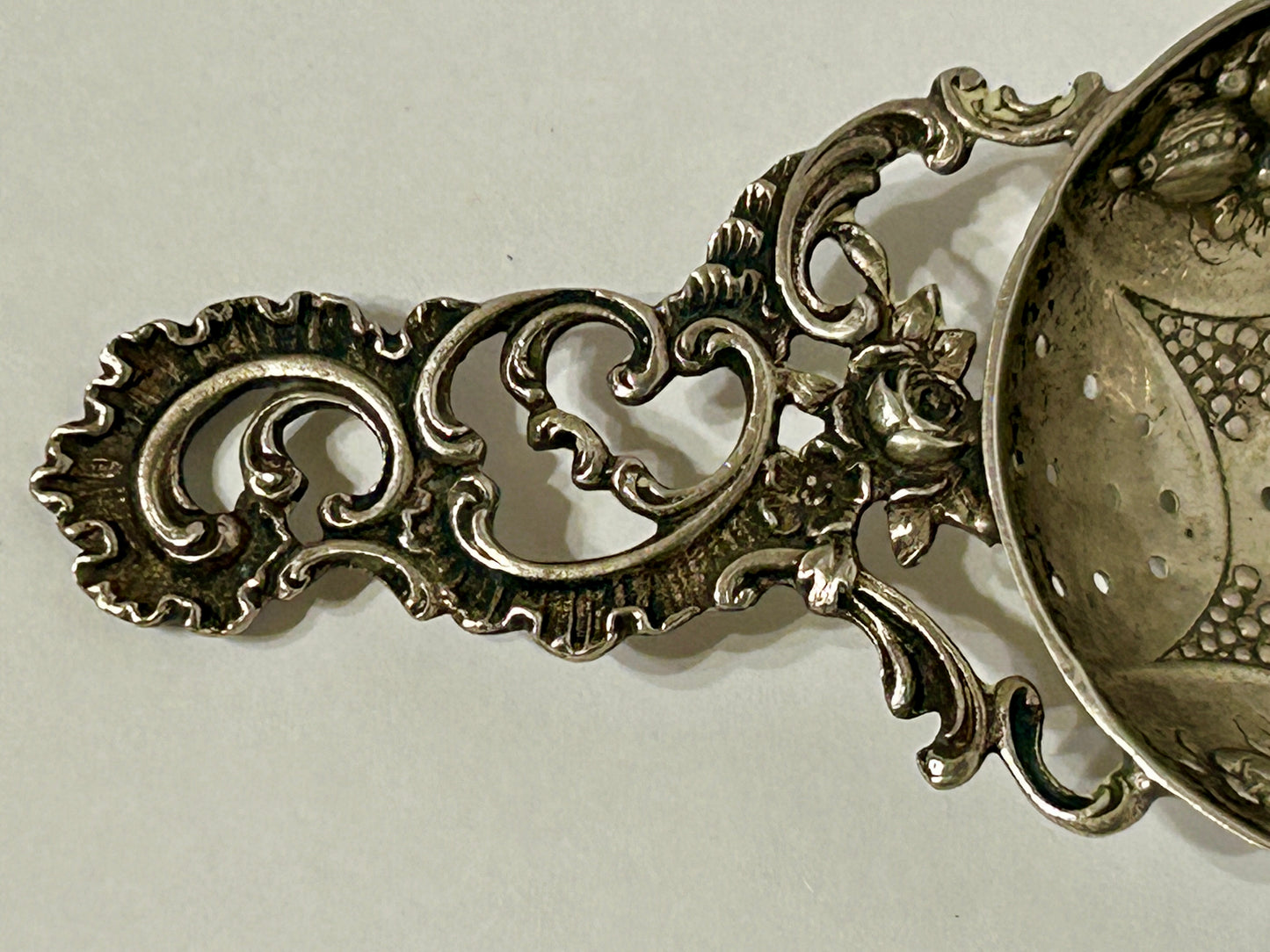 SILVER STRAINER ORNATE ANTIQUE