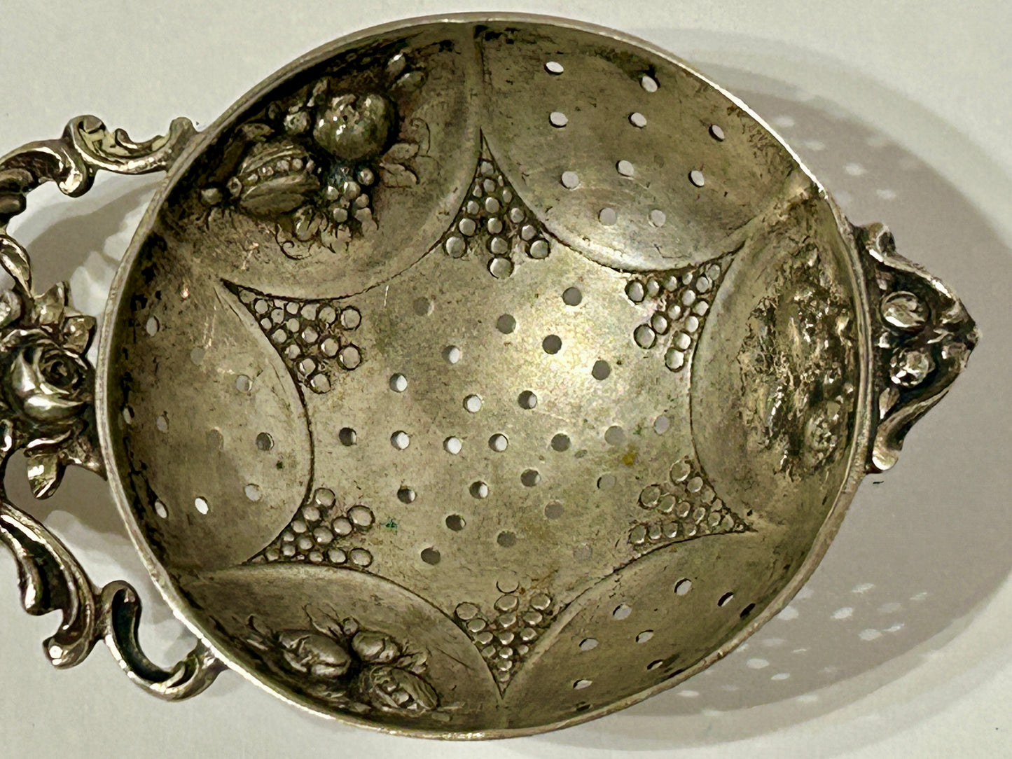 SILVER STRAINER ORNATE ANTIQUE