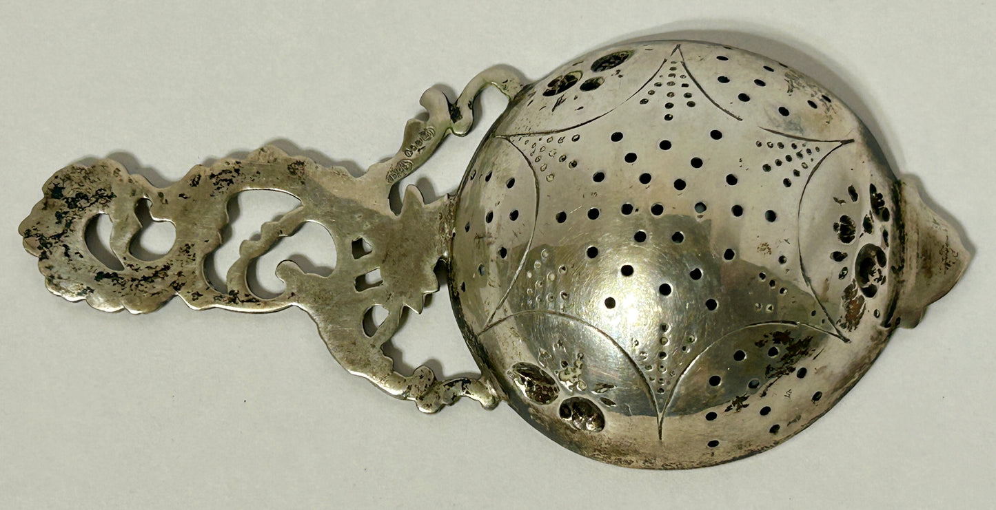 SILVER STRAINER ORNATE ANTIQUE