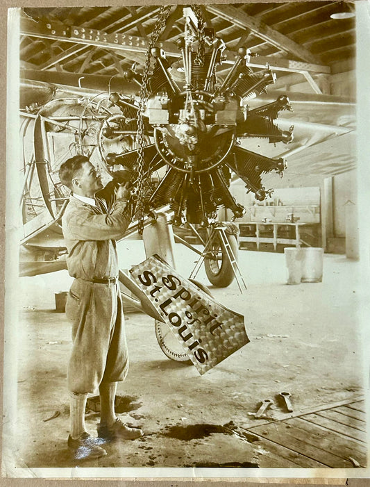 CHARLES LINDBERGH SPIRIT OF ST. LOUIS AIRPLANE UNDERGOING OVERHAUL PHOTO