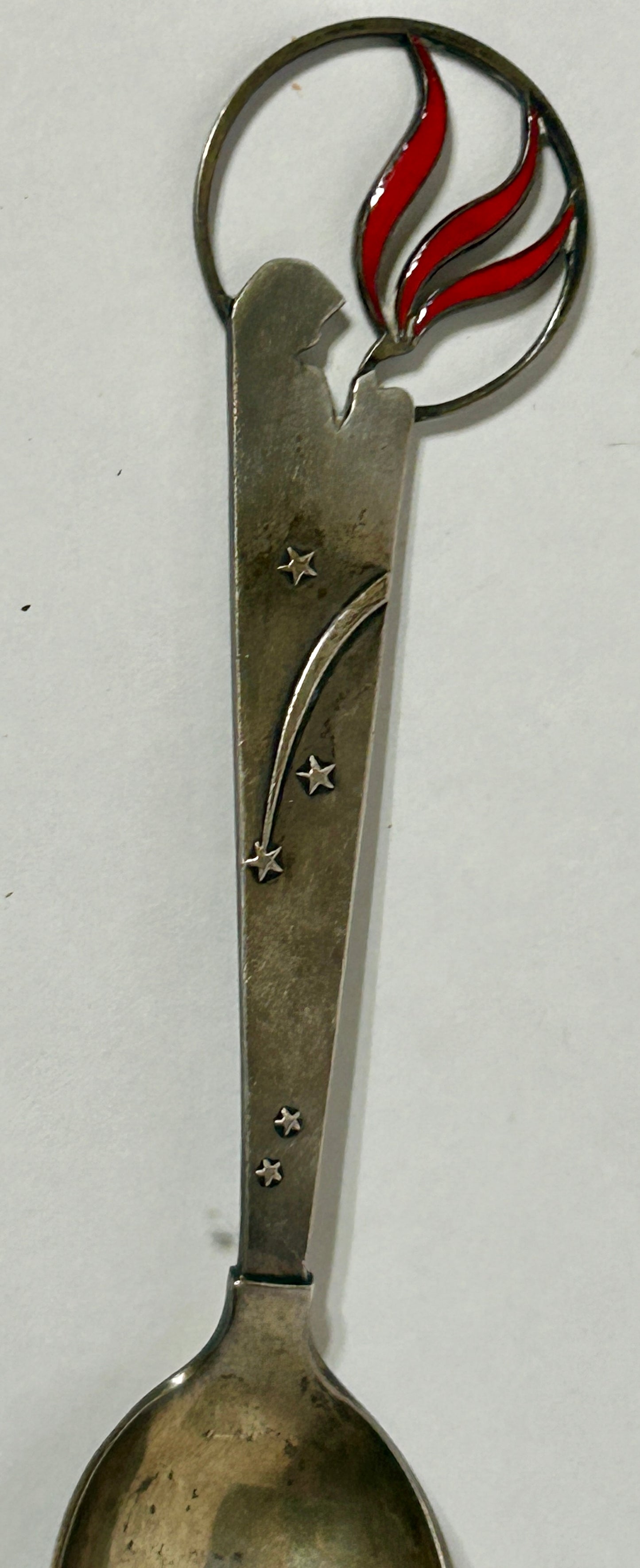 MICHELSON DANISH STERLING SILVER AND ENAMEL 1933 XMAS SPOON