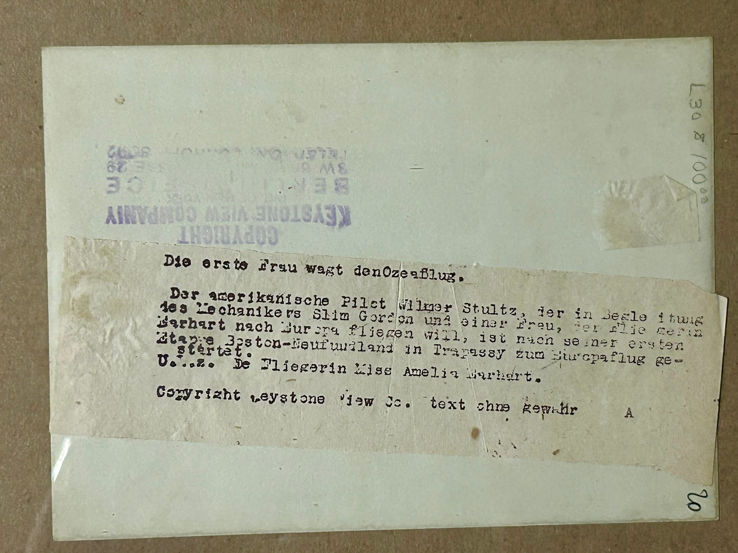 EMILIA EARHART NEWS PHOTOGRAPH