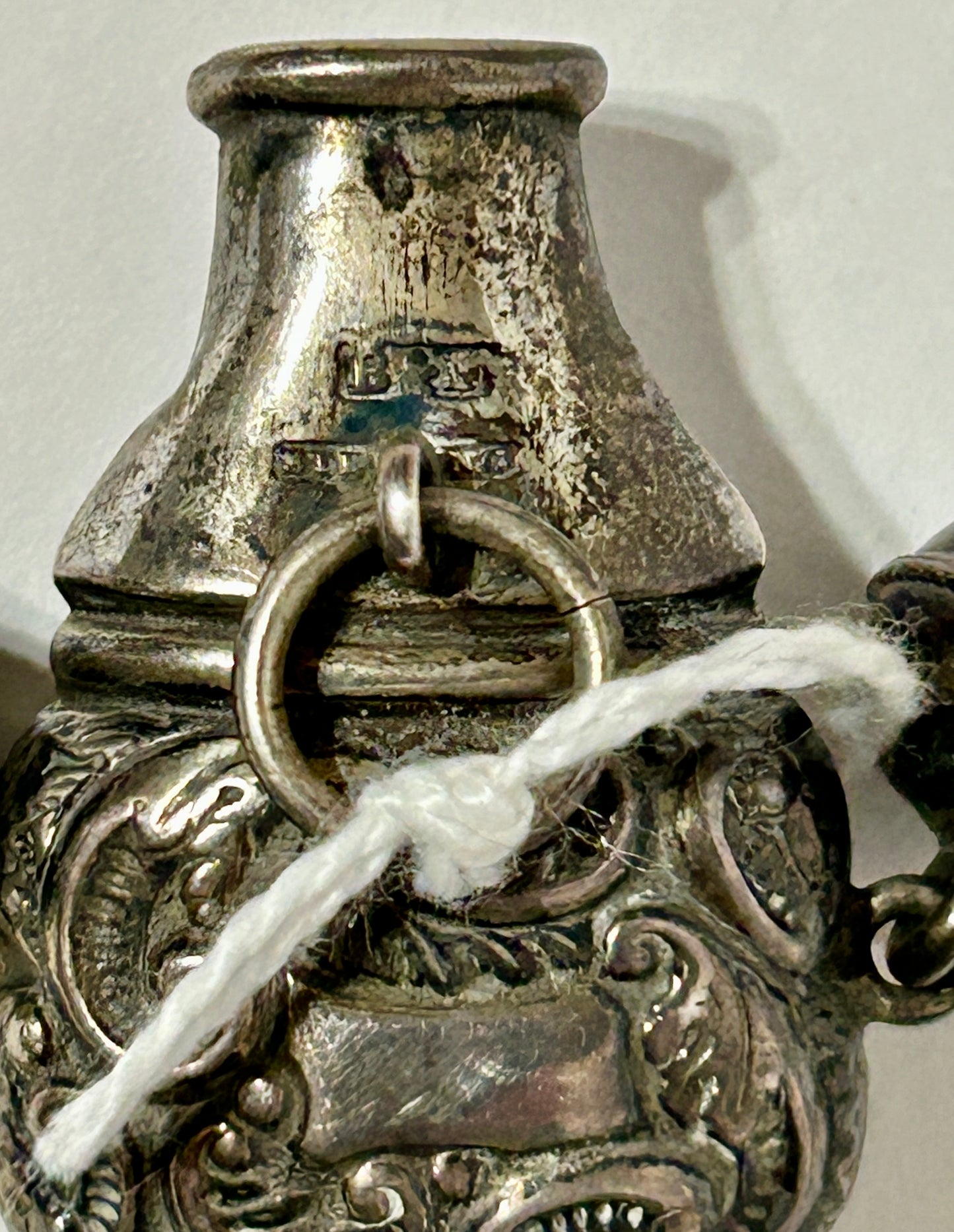 STERLING AND MOTHER OF PEARL ANTIQUE BABY TEETHER & WHISTLE