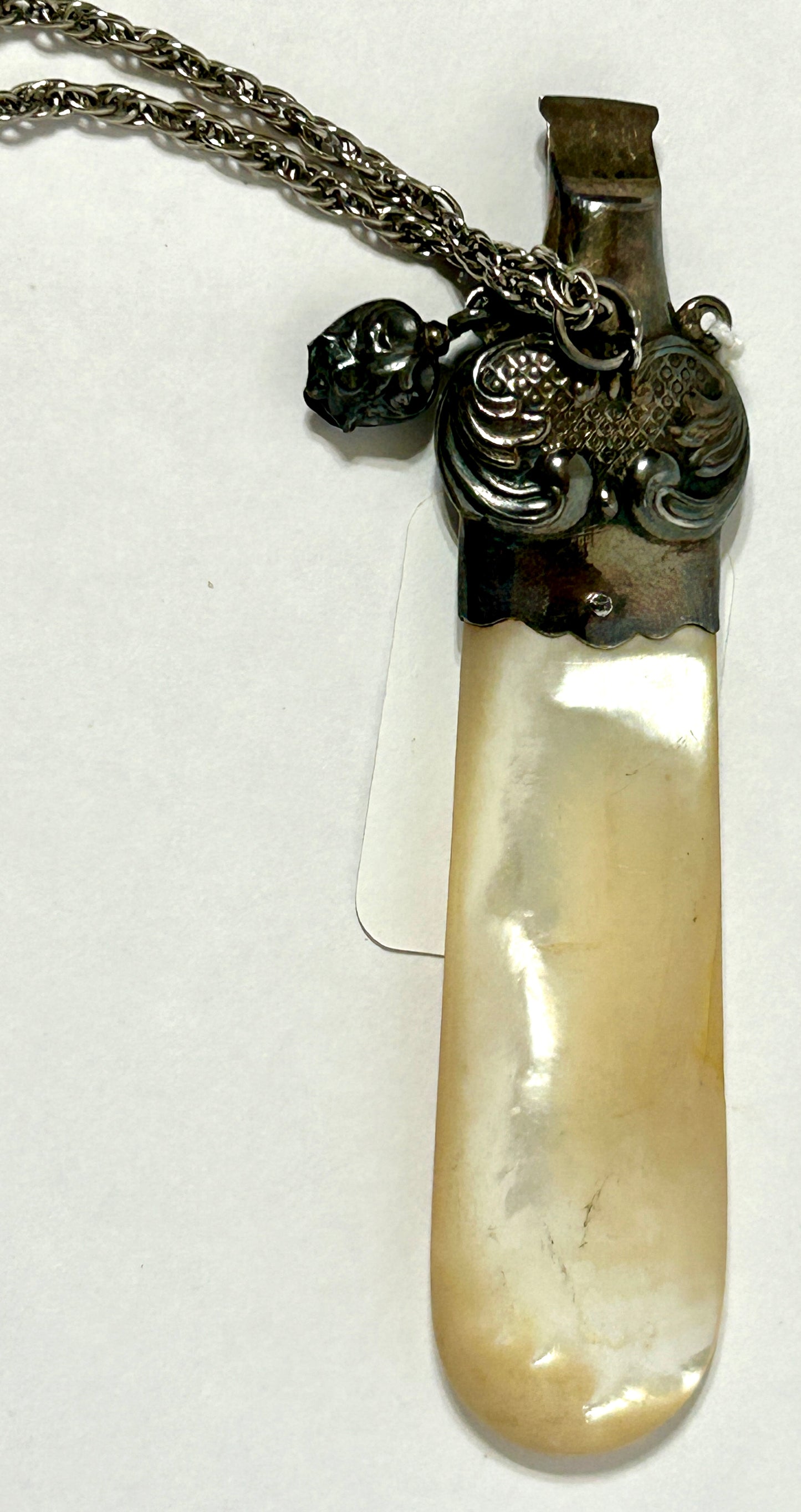 STERLING AND MOTHER OF PEARL ANTIQUE TEETHER AND WHISTLE