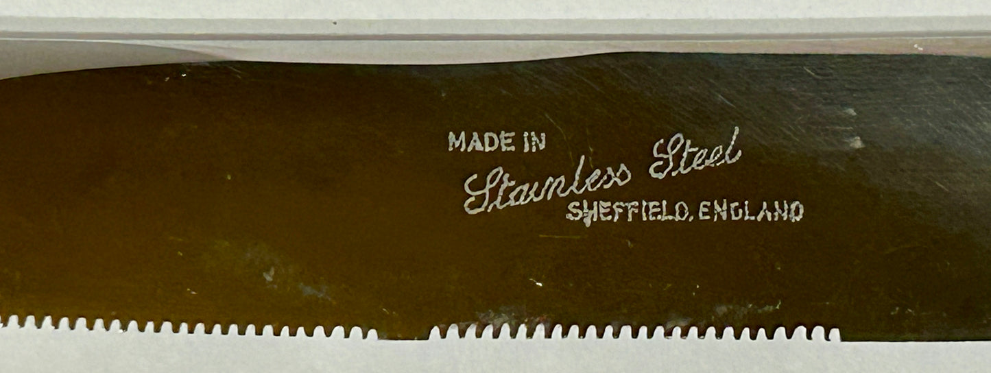 STERLING HANDLE BREAD KNIFE LANCASTER ROSE PATTERN BY POOLE