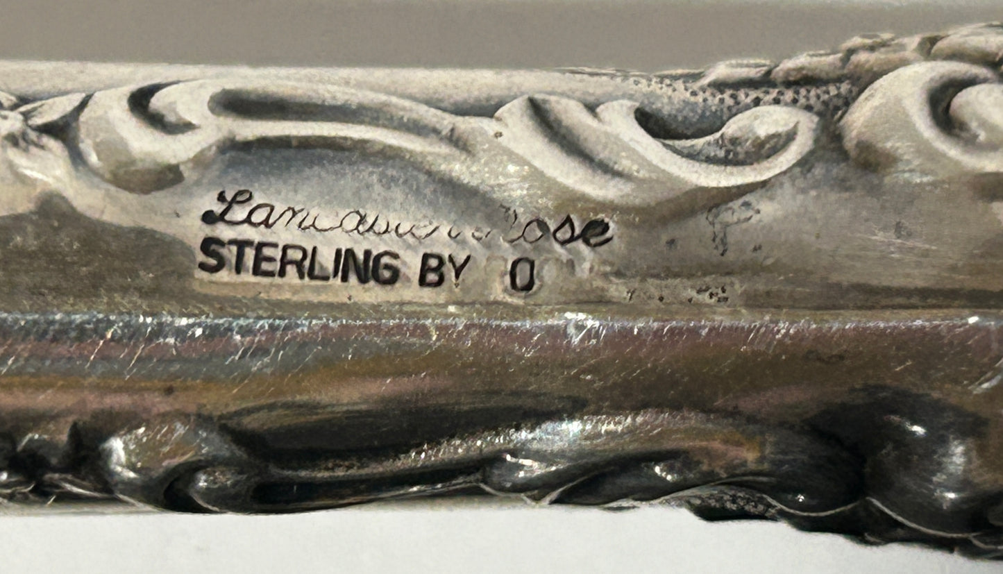 STERLING HANDLE BREAD KNIFE LANCASTER ROSE PATTERN BY POOLE