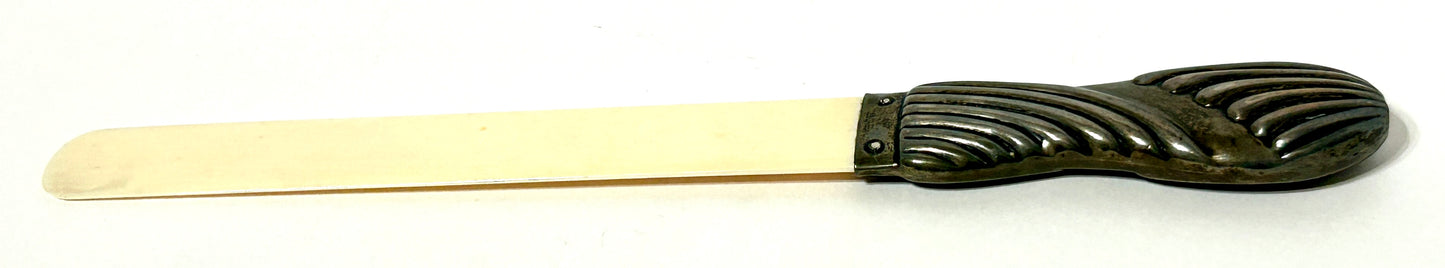 STERLING SILVER AND IVORY ANTIQUE PAGE TURNER