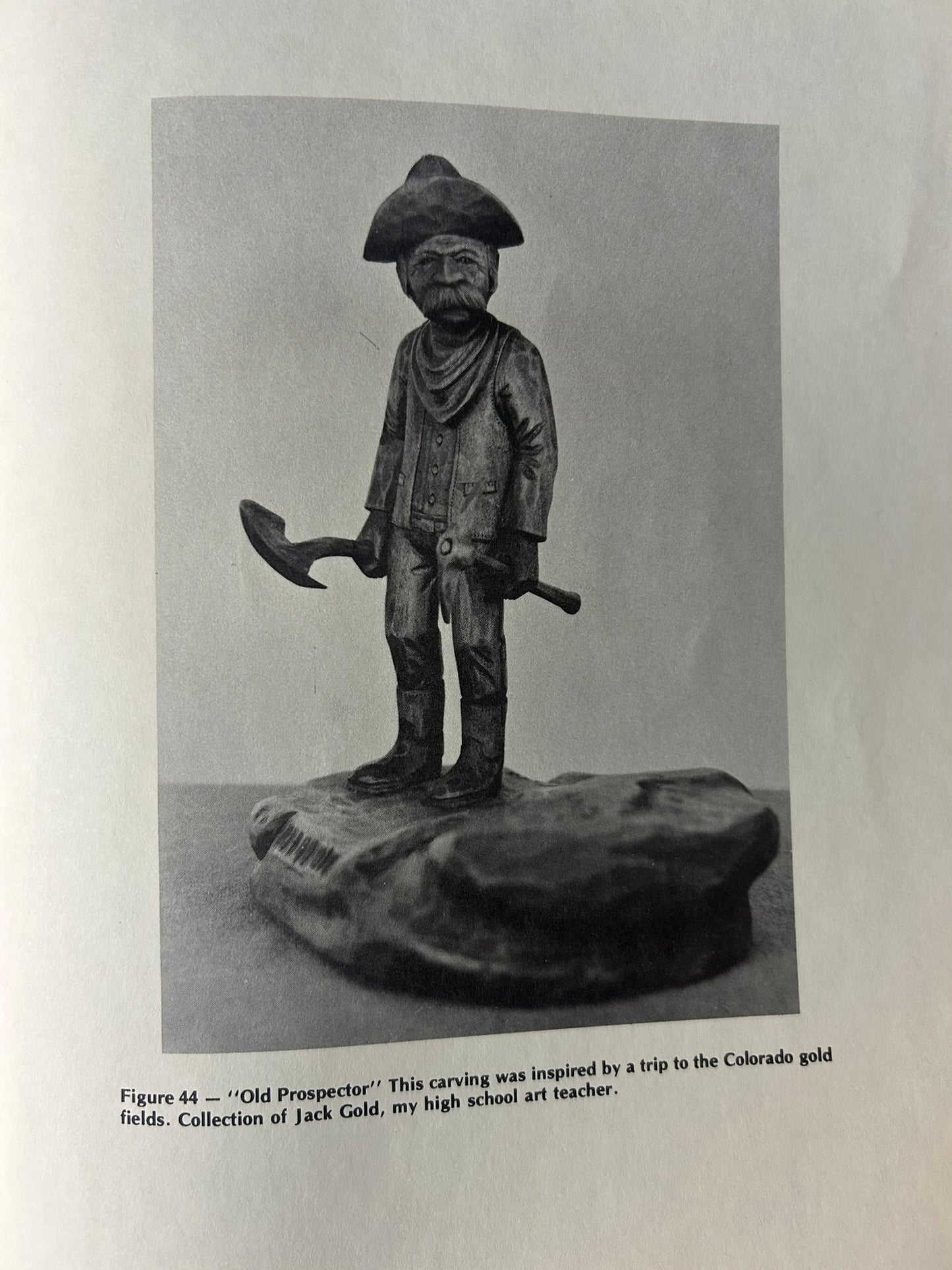 JIM MAXWELL WOOD CARVING OF OLD MINER