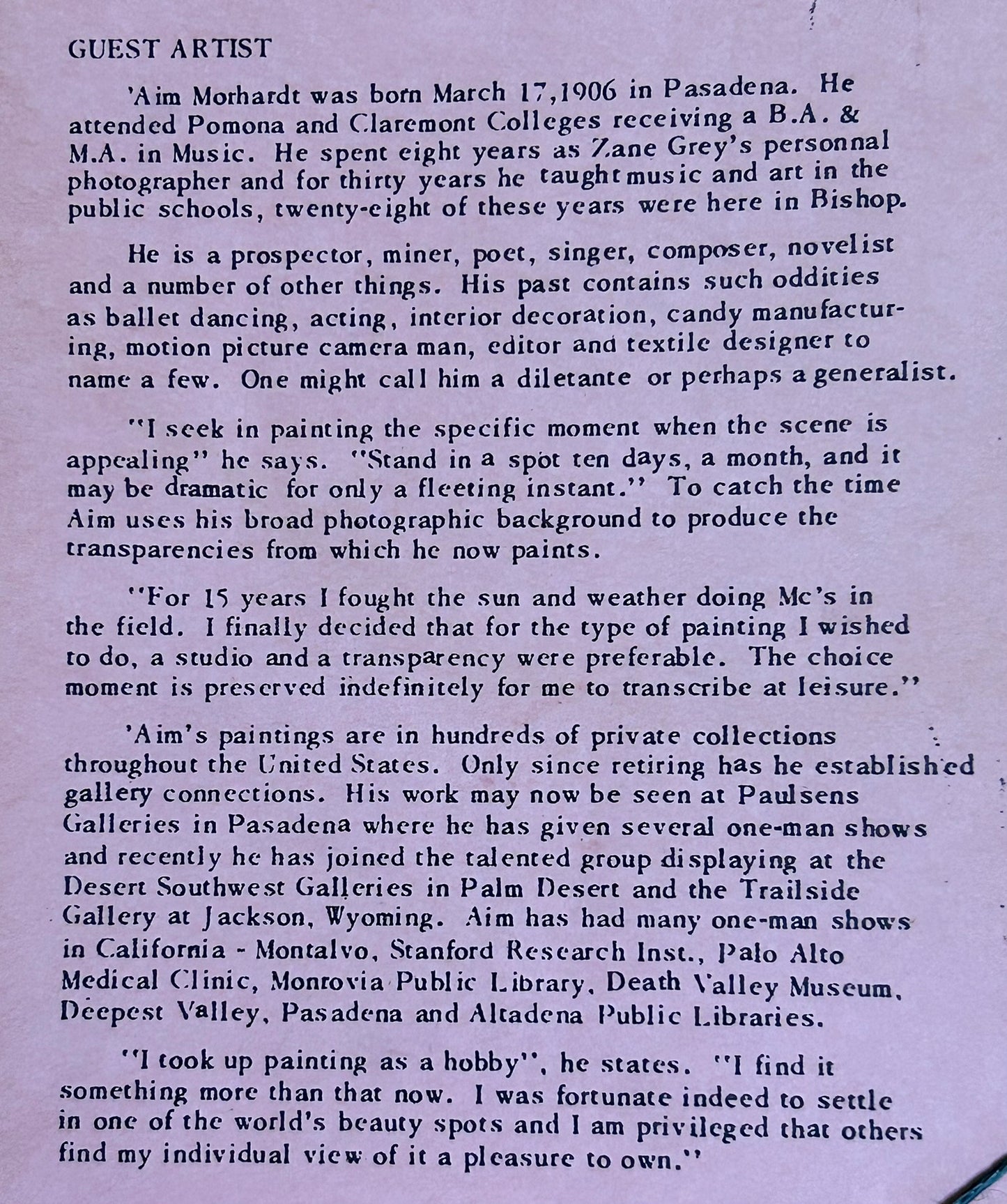 CALIFORNIA ARTIST JOSEPH MORHARDT 1906-1987 "OLD PROSPECTORS CABIN" PAINTING