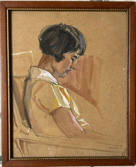 DWIGHT KIRSCH NEBRASKA, IOWA, COLORADO ARTIST WATERCOLOR PORTRAIT OF GIRL