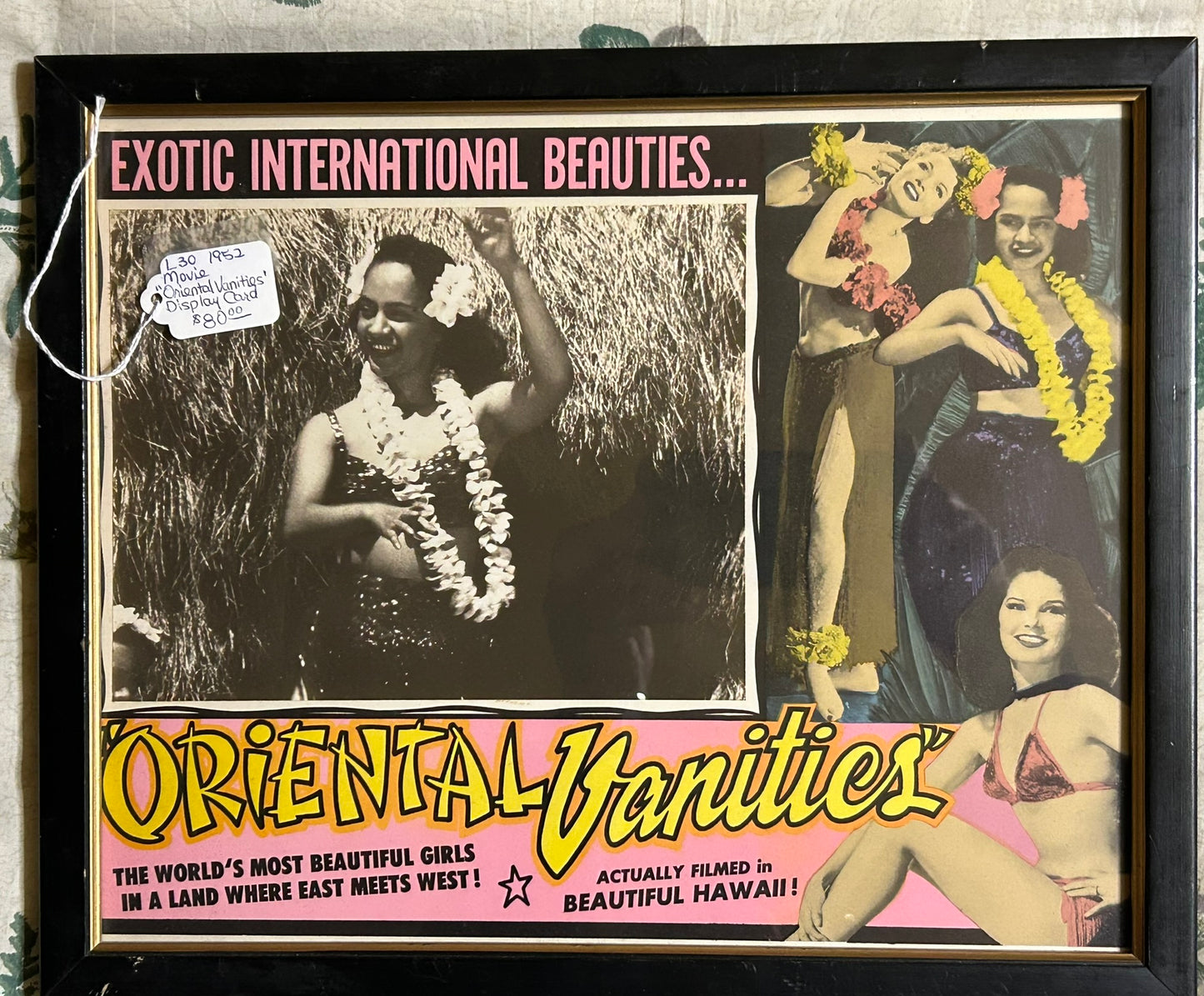 MOVIE DISPLAY CARD FOR 1952 MOVIE "ORIENTAL VANITIES" HAWAII BEAUTIFUL GIRLS