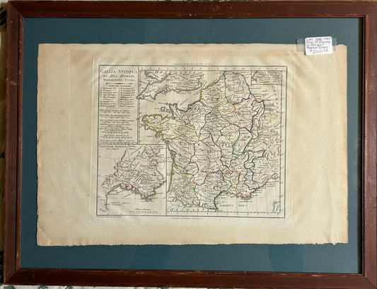 1700'S MAP OF FRANCE IN ANCIENT ROMAN TIMES