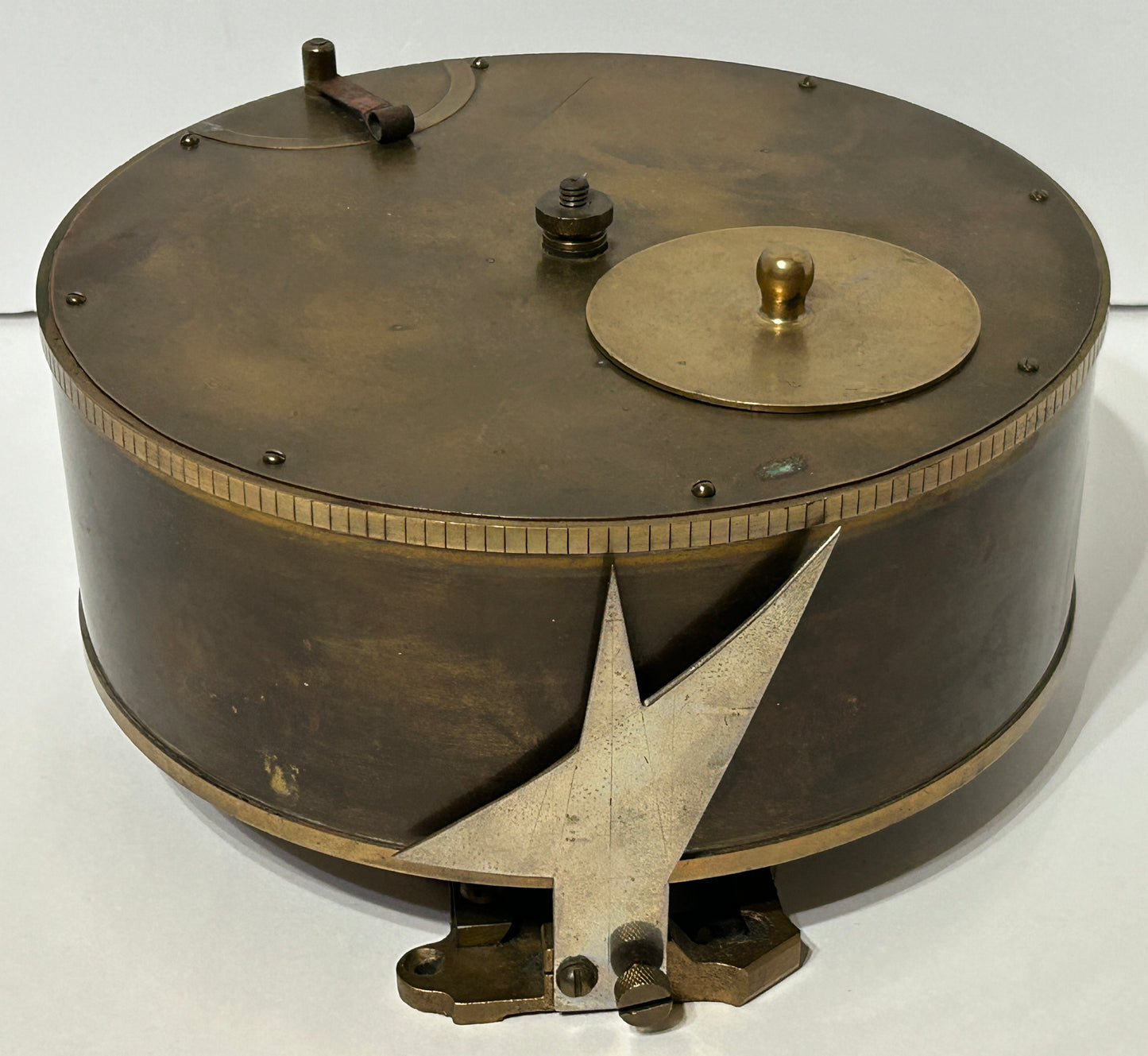 SCIENTIFIC ANTIQUE CLOCK WORK BRASS WIND UP DRUM