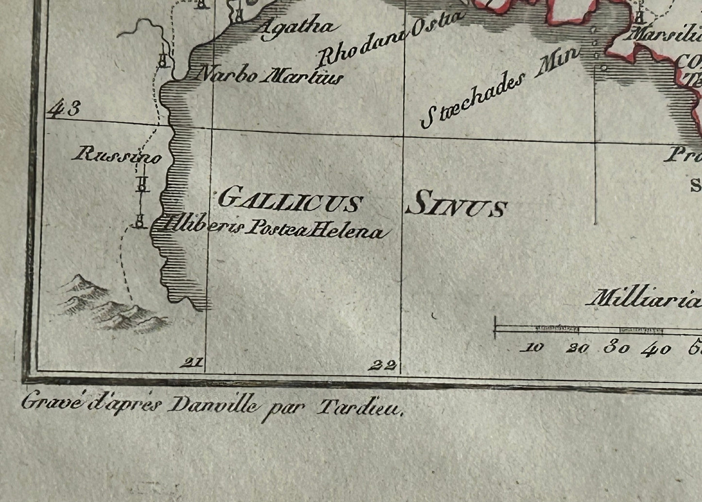 1700'S MAP OF FRANCE IN ANCIENT ROMAN TIMES