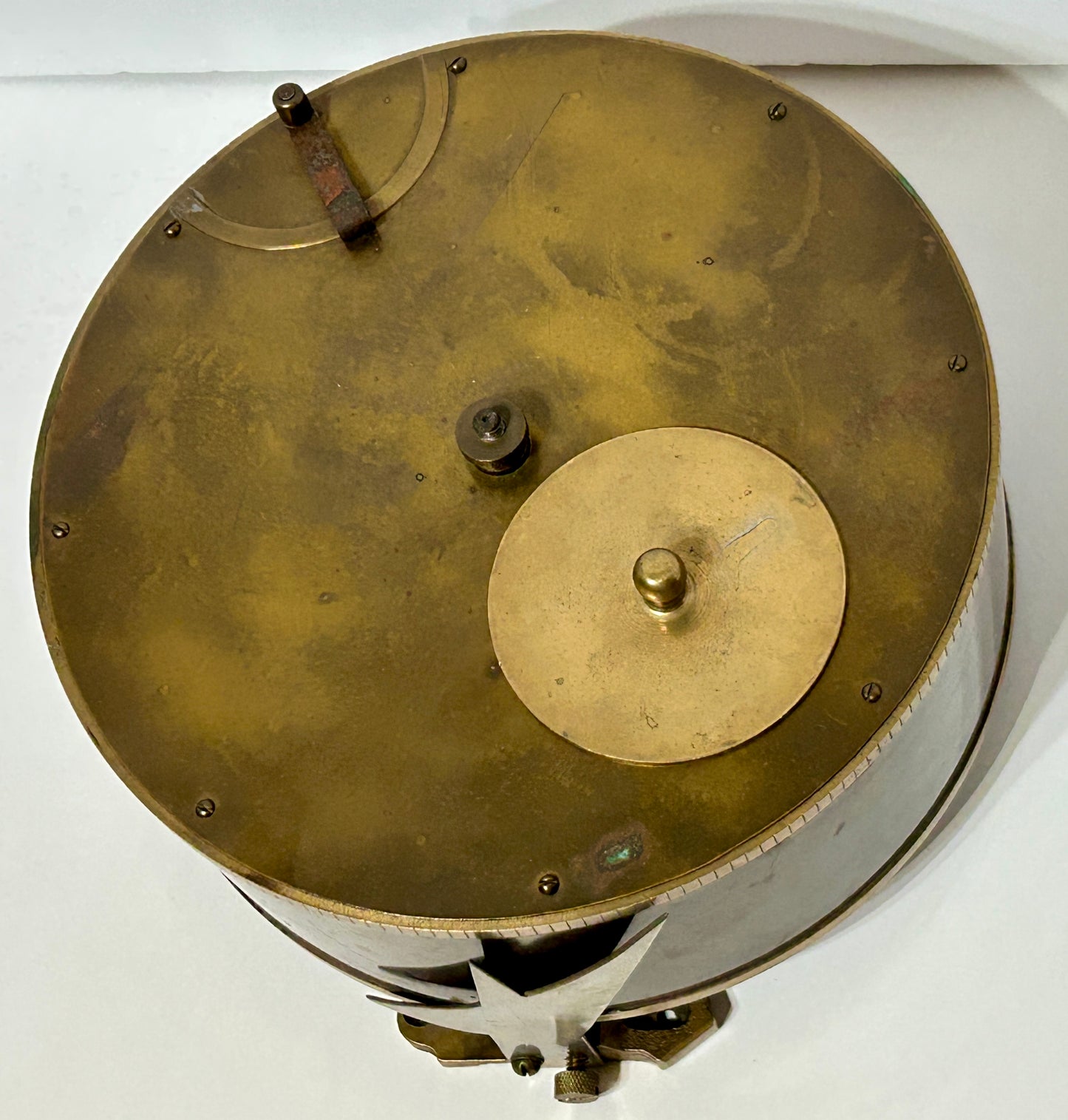 SCIENTIFIC ANTIQUE CLOCK WORK BRASS WIND UP DRUM