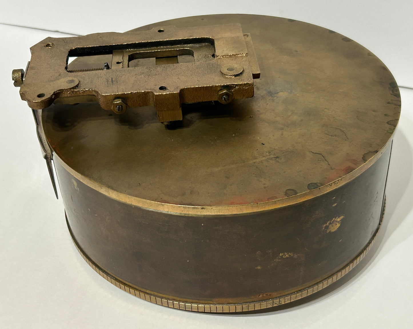 SCIENTIFIC ANTIQUE CLOCK WORK BRASS WIND UP DRUM