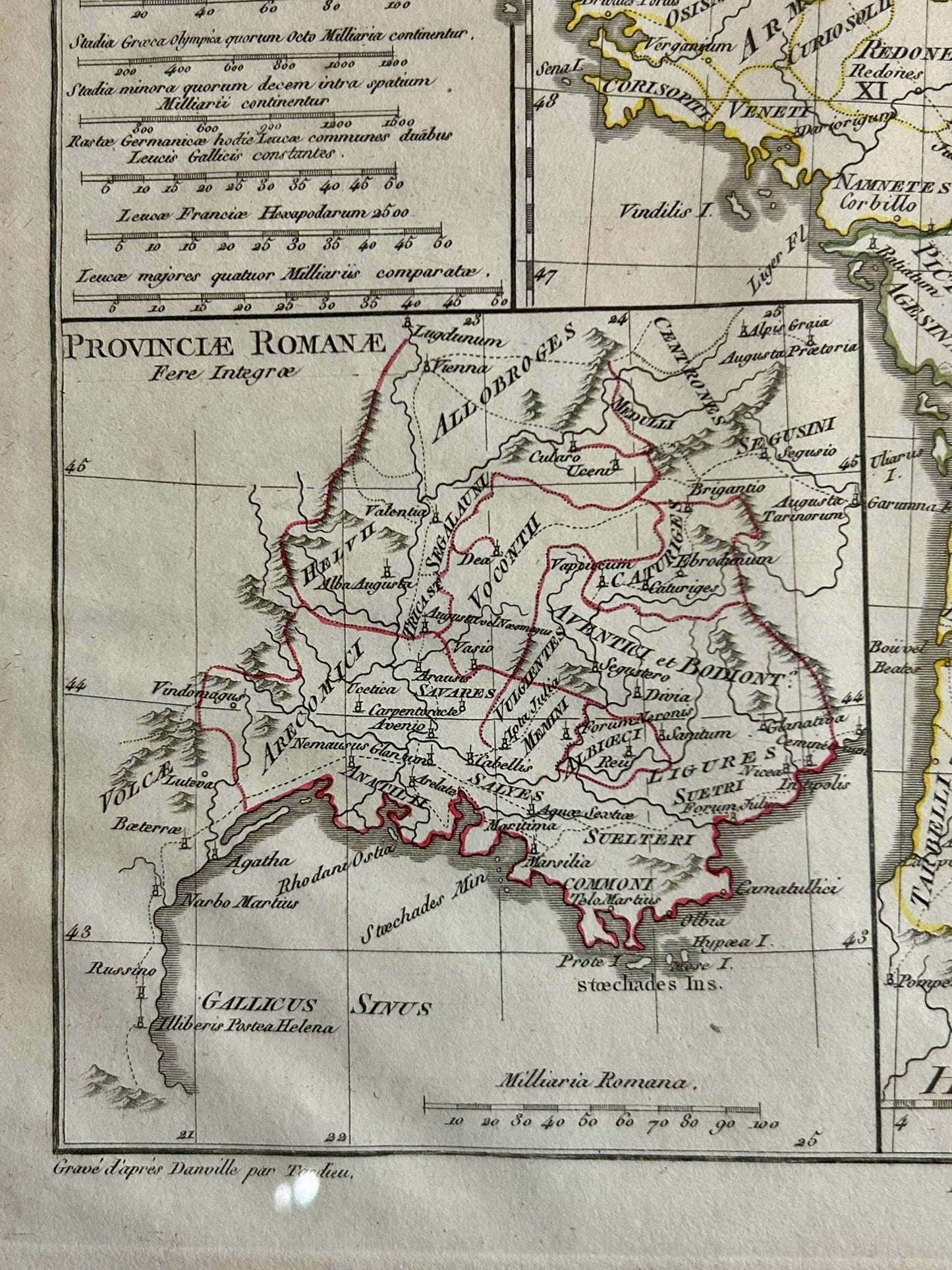 1700'S MAP OF FRANCE IN ANCIENT ROMAN TIMES
