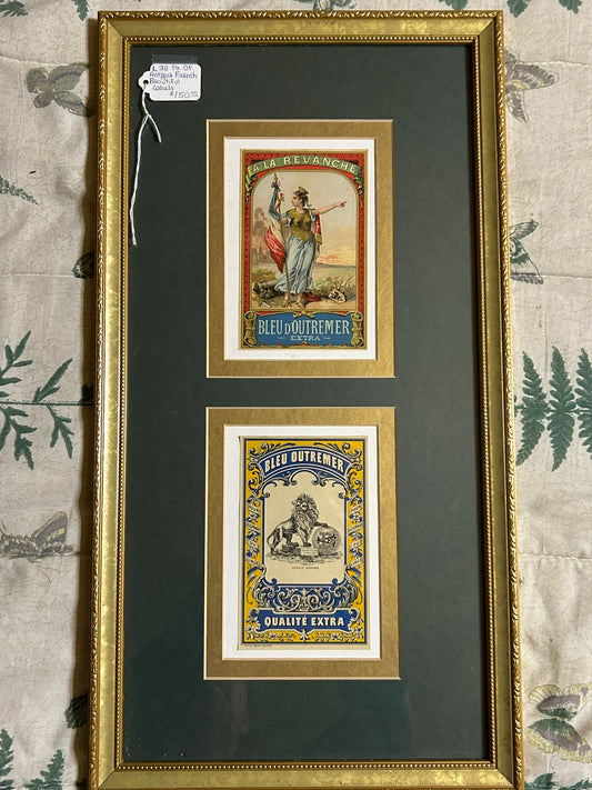 FRENCH PAIR OF FRAMED ANTIQUE FANCY LABELS