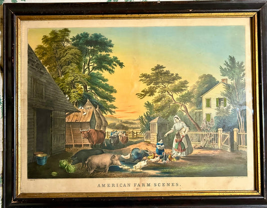 CURRIER & IVES "AMERICAN FARM SCENE" 20" X 26" WITHOUT FRAME