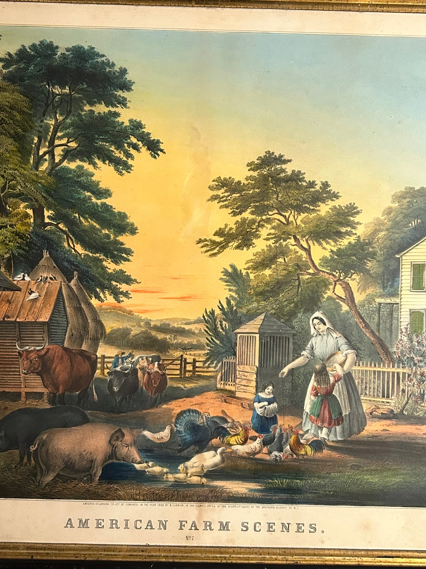 CURRIER & IVES "AMERICAN FARM SCENE" 20" X 26" WITHOUT FRAME