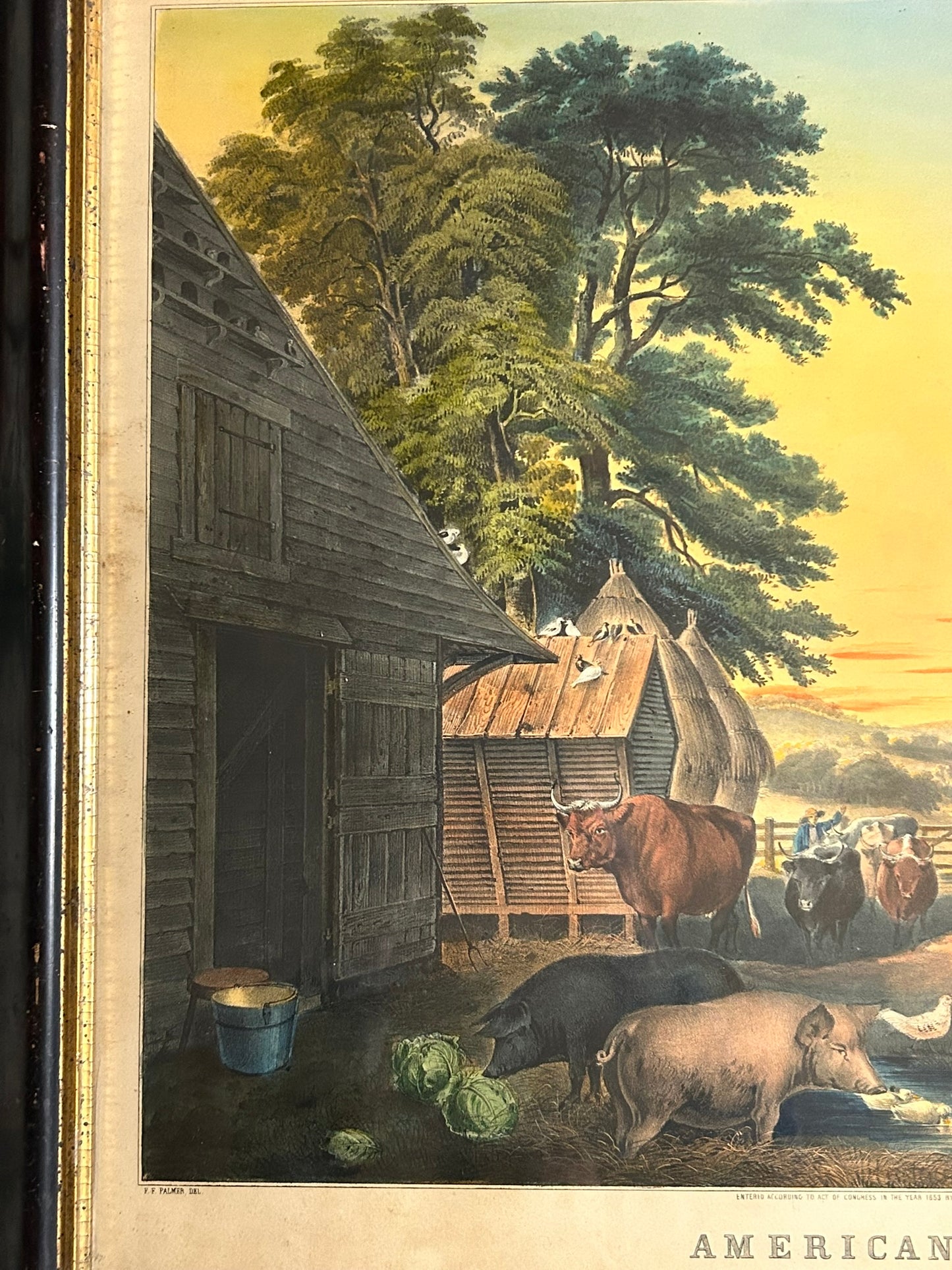 CURRIER & IVES "AMERICAN FARM SCENE" 20" X 26" WITHOUT FRAME