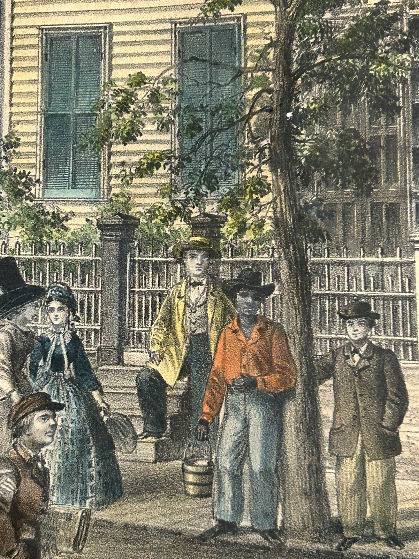 RARE ABRAHAM LINCOLN RESIDENCE AND HORSE 1865 IN SPRINGFIELD TINTED PRINT