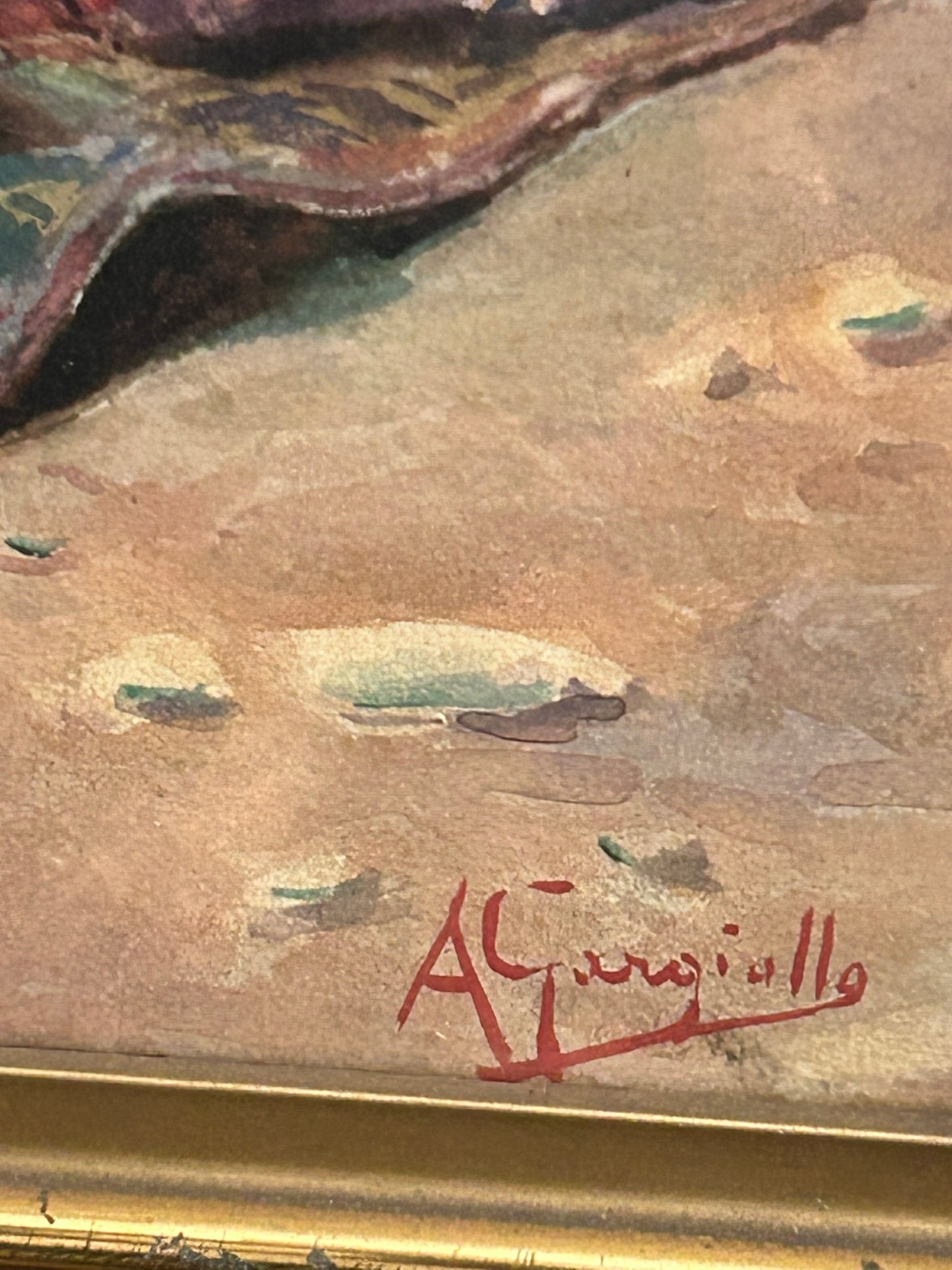 ANTONIO GARGIULLO ORIENTALIST PAINTING OF TWO MIDEASTERN MEN