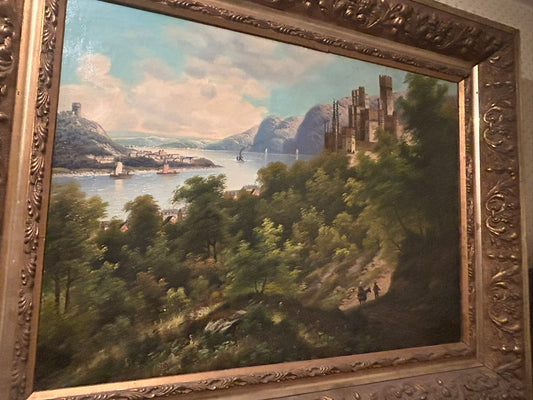 ARNOLD FORSTMANN GERMAN ARTIST 1842-1914 LANDSCAPE OF VILLAGES AND MOUNTAINS