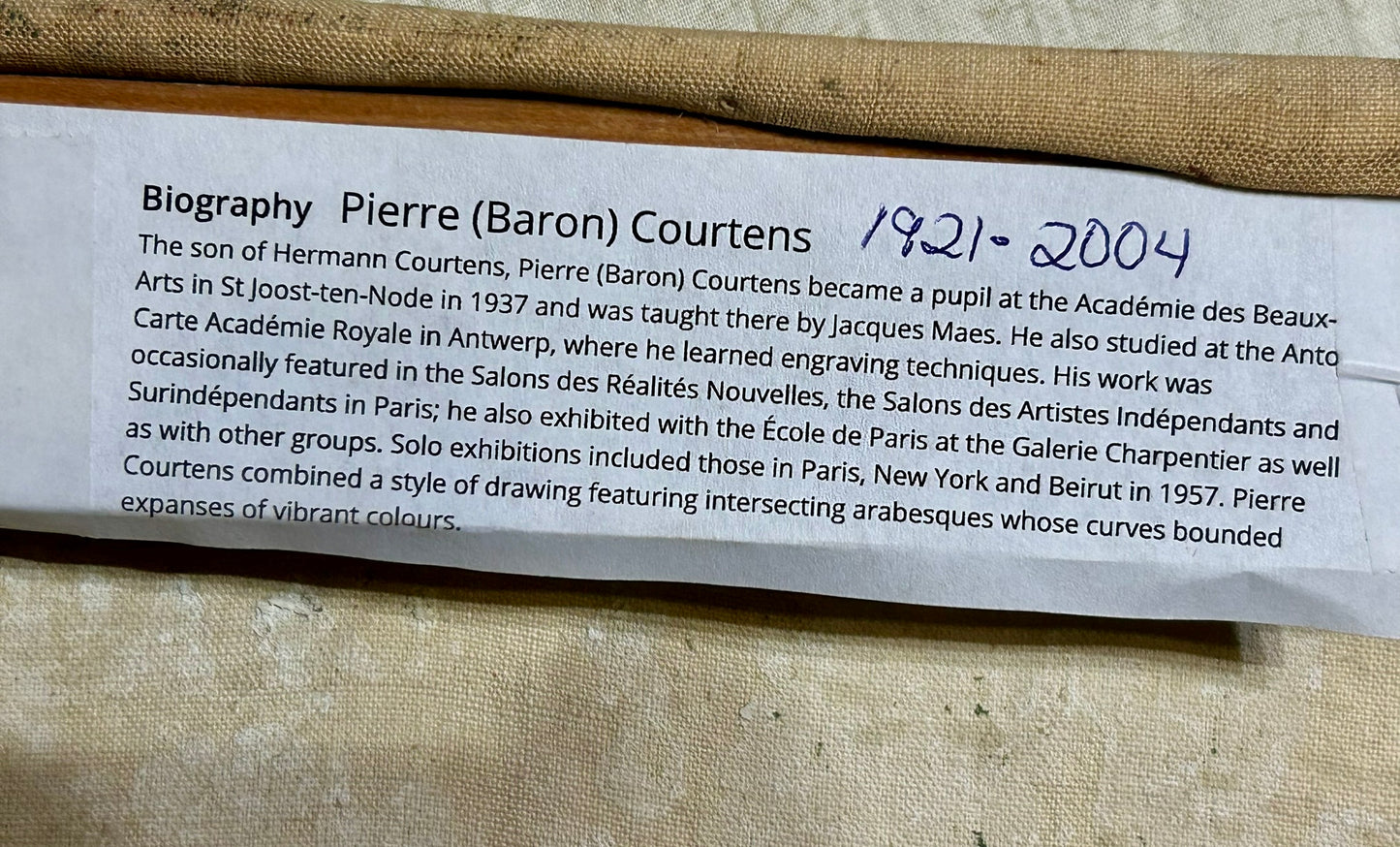 PIERRE BARON COURTENS- BELGIUM PAINTER 1921-2004