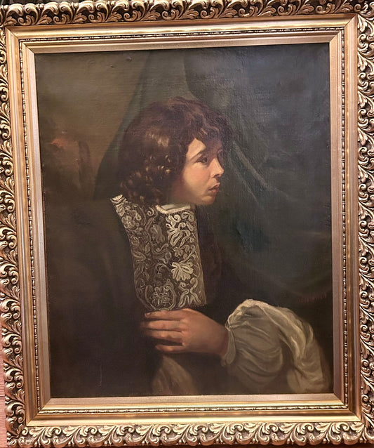 1800'S PAINTING OF BOY IN FANCY CLOTHING