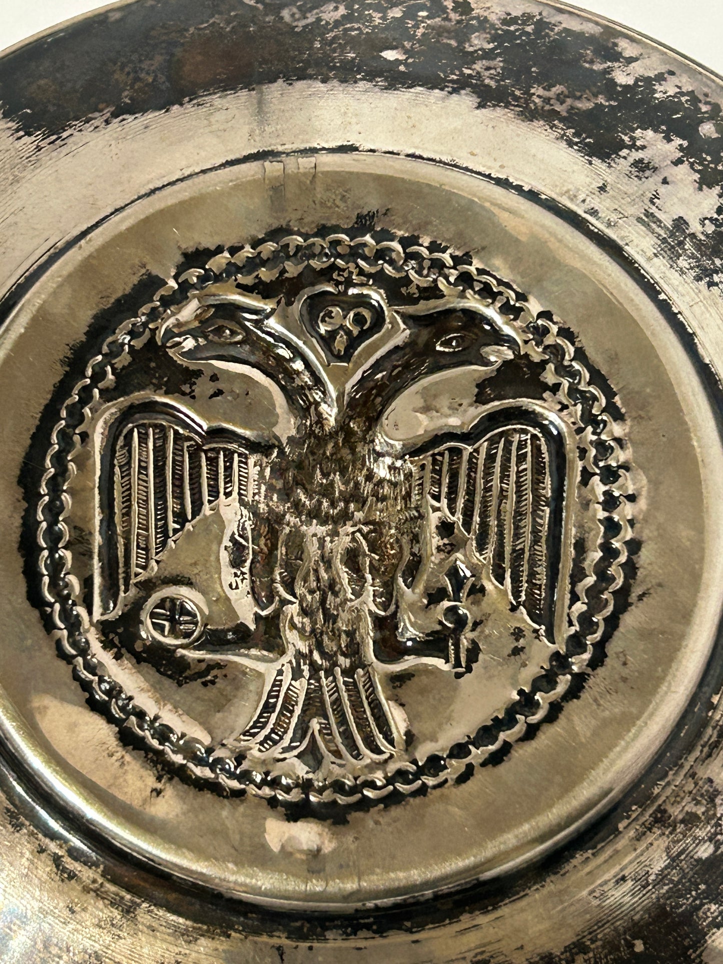 SCANDINAVIA - NORWAY SILVER TRAY WITH DOUBLE HEAD EAGLE