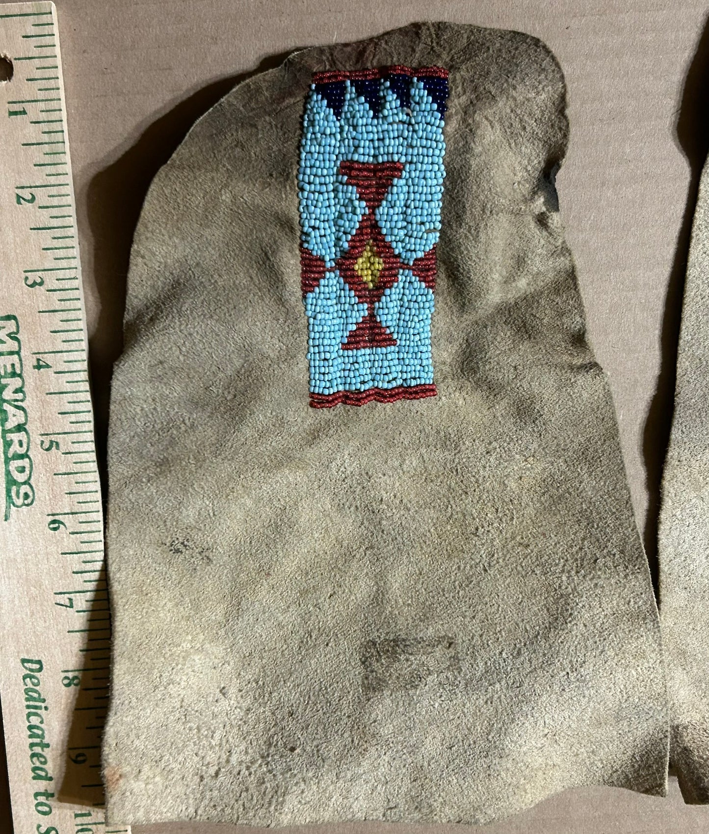 NATIVE AMERICAN BEADED PAIR OF EARLY 1900'S UNCOMPLETED MOCCASIN PARTS